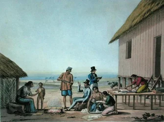 Agagna, Guam: Działania domowe, z „Voyage Autour du Monde sur les Corvettes de L