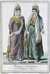 Europejki w strojach tureckich - w „Encyclopédie des voyages” Grasset Saint Sauveur, wyd. Paryż 1796