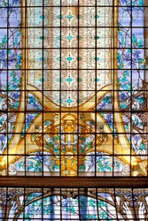 Nancy (wydział 54), Art Nouveau, „La verriere aux Clematites” (1901), Witraże Jacques Grube (1870-1936), Credit Lyonnais, rue St Georges