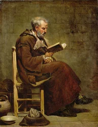 Siedzący staruszek czytający przed 1797 r.
