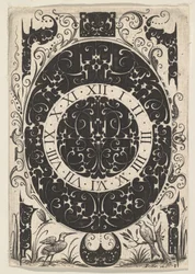Zegarek owalny z ptakami i drobnymi motywami, ca. 1614-19.