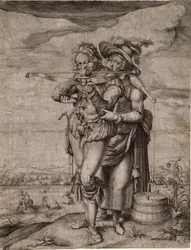 Kusznik i Mleczarka - Kusznik i Mleczarka - Gheyn, Jacques de Młodszy (Jacob De Gheyn II, dit le Jeune) (1565-1629) 1610 - Miedzioryt - 39,3x30 - Kolekcja prywatna
