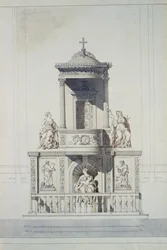 Projekt na ambonę, ok. 1825 (pióro i atrament i toaleta na papierze)