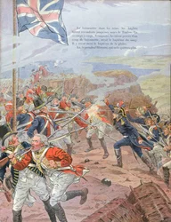 Napoleon (1769-1821) podczas oblężenia Tulonu, 17 grudnia 1793, ilustracja z „Bonaparte” G. Montorgueila, 1910