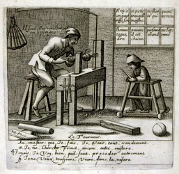 XVII-wieczna grawerowana ilustracja ze zbioru przysłów. Paryż 1657-1663. Autor: Jacques Lagniet (1620-1675). Francuski rytownik. Od niego pochodzi wiele społecznie krytycznych rycin i prześmiewczych obrazów, takich jak jego czasami groteskowe i fantastyczn