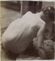 Studium nagiej modelki widzianej z tyłu w pracowni Jacques de Lalaing, wstępne studium elementu do fontanny w Musee des Beaux arts, Tournai oraz do okrągłej fontanny