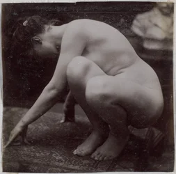 Studium nagiej modelki widzianej z boku w pracowni Jacques de Lalaing, wstępne studium elementu do fontanny w Musee des Beaux arts, Tournai oraz do okrągłej fontanny