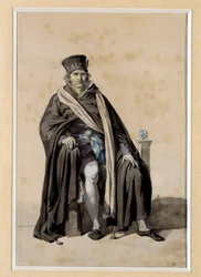 Konwencja: projekt kostiumów obywatelskich 1793 „”Nawyk sędziego”” Rysunek Jacques Louis David (1748-1825) Ndz. 0,3x0,2 m Wersal, muzeum pałacu