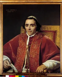 Portret przedstawiający pół ciała papieża Piusa VII (Gregoire Chiaramonti), papieża z 1800 r. (1742-1823) Obraz Jacquesa Louisa Davida (1748-1825) XIX w. Niedz. 0,91x0,85m. - Portret pół ciała papieża Piusa VII (Gregoire Chiaramonti), papieża w 1800 (1742-