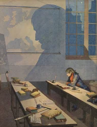 Młody Napoleon Bonaparte studiujący