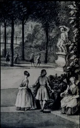 Szczegół „The Poplar Grove, Chiswick Villa Lorda Burlingtona” (pióro i atrament z akwarelą na papierze)