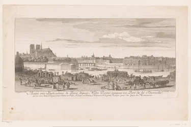 Gezicht op Parijs van de Notre Dame tot de Pont de la Tournelle Widok Paryża od Notre-Dame do Pont de la Tournelle (...) z Quai de Miramion (tytuł na obiekcie)