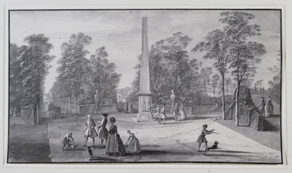 Wielki obelisk, w pobliżu południowo-zachodniego wejścia do Willi Chiswick Lorda Burlingtona (pióro i atrament z praniem na papierze)