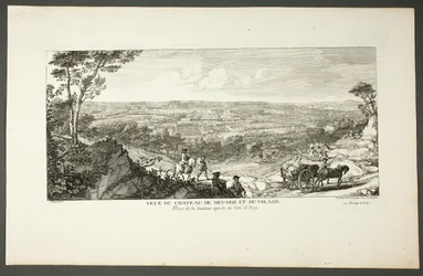 Widok pałacu królewskiego w Meudon i wioski, z serii Le Château de Meudon