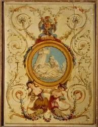 Panel dekoracyjny tureckiego gabinetu hrabiego Artois w Wersalu. Malarstwo na drewnie Jacquesa Rousseau (1630-1693)
