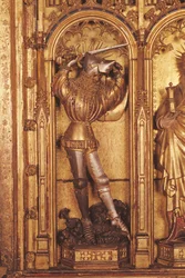 Ołtarz Ukrzyżowania, fragment św. Jerzego z lewego panelu, z kościoła Chartreuse de Champmol, ok. 1391 (pozłacane drewno)