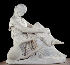 Sapho (lub Safona, VII wpne), grecki poeta starożytności. Marmurowa rzeźba Jamesa Pradiera (1790-1852)