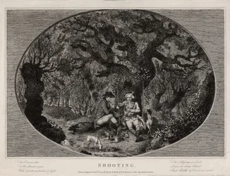 Strzelanie rytowane przez Roberta Pollarda (1755-1838), wydane w 1784 r. (lito)