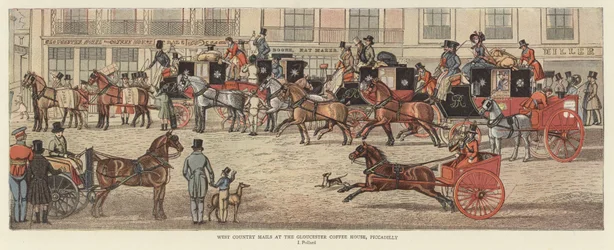 Poczta West Country w kawiarni Gloucester, Piccadilly (kolor lito)