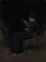 Kompozycja w czerni: czytająca dziewczyna, ok. 1880-90