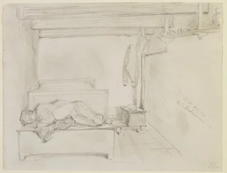 Na farmie Maladrie, 1858 (ołówek na białawym papierze tkanym)