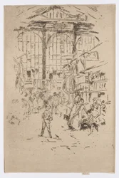 Wymiana ubrań, Houndsditch, nr 2, ok. 1886-88 (akwaforta; tusz na papierze)