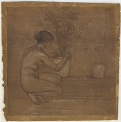 Przyczajona postać. Studium do Białej Symfonii: Trzy dziewczyny, 1869-1870.