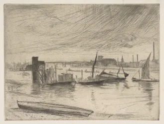 Wczesny poranek, Battersea Battersea Dawn Cadogan Pier, 1861.
