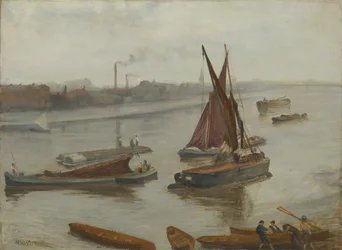 Szary i srebrny: Old Battersea Reach, 1863.