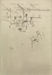 Ryde Pier, z zestawu dwunastu akwafort zatytułowanych The Naval Review, 1887