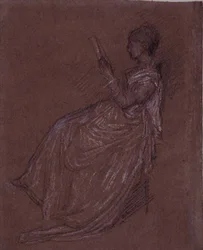 Siedząca Lady Reading, studium dla pani Layland (kreda pastelowa na papierze)