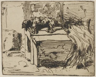 Pies na budzie, 1858 (akwaforta na papierze)