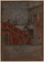 Schody: Notatka w kolorze czerwonym, 1880 (kredka i pastel na brązowym papierze)