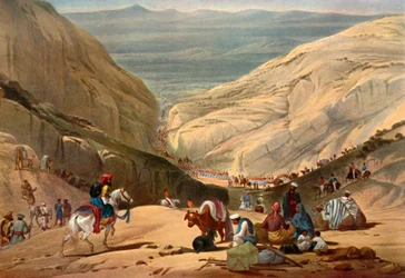 Armia wychodząca z przełęczy Shutargardan do doliny Logar, c1840, 1901.