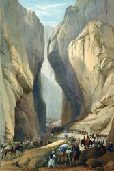Armia brytyjska wkraczająca na przełęcz Bolan od Dadur, pierwsza wojna anglo-afgańska, 1838-1842