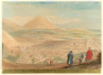 Bala Hissar i miasto Kabul (Afganistan) z Cytadeli