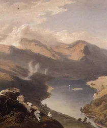 Grasmere z Langdale Fell, fragment jeziora, z „The English Lake District”, 1853