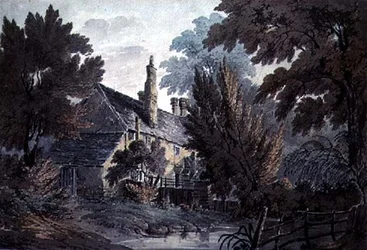 Krajobraz z domem nad stawem, XIX w.