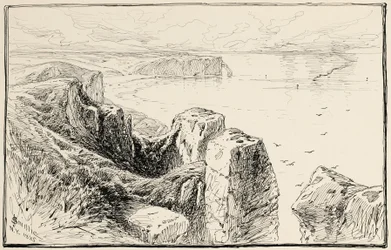 Klify Normandii, niedaleko Etretat