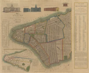 Miasto Nowy Jork: Mapa wyjaśniająca i plan Longwortha, 1817.