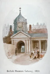 Brama do starego British Museum Montague House, Bloomsbury, Londyn, 1850.
