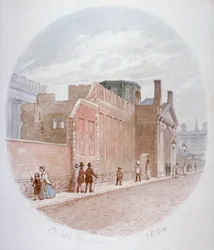 Fragment ściany starego Muzeum Brytyjskiego, Bloomsbury, Londyn, 1850