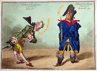 Francuski dżentelmen z dworu Ludwika XVI i francuski dżentelmen z dworu Egalite, wydany w 1799 r. (akwaforta ręcznie kolorowana)