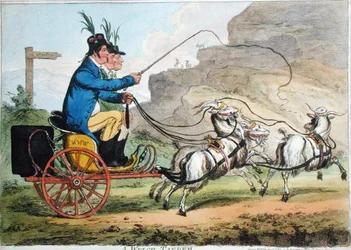 Tandem Welch, wydany przez Hannah Humphrey w 1803 r. (akwaforta ręcznie kolorowana)