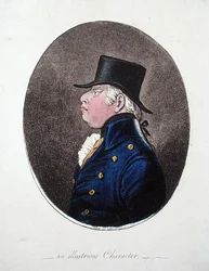 An Illustrious Character, wydana przez Hannah Humphrey w 1802 roku (akwaforta ręcznie kolorowana)