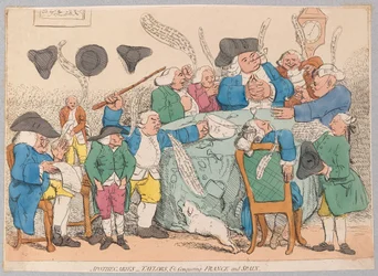 Aptekarze, Taylorowie itp. podbijający Francję i Hiszpanię, wyd. 1779 (ręcznie kolorowane grawerowanie)