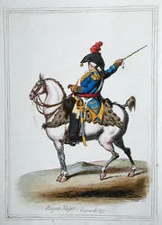 Major brygady, wydany przez Hannah Humphrey w 1797 roku (akwaforta ręcznie kolorowana)