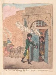 Obywatele odwiedzający Bastylię, wyd. 1799 (ręcznie kolorowane grawerowanie)