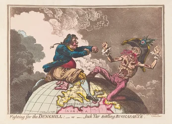 Walka o gnojowisko lub Jack Tar rozliczenia Buonaparte, wyd. 1798 (ręcznie kolorowane grawerowanie)