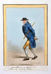 „Łagodne maniery, z uczuciami łagodnymi, w Wit a Man, Simplicity a Child”, opublikowanej przez Hannah Humphrey w 1798 r. (akwaforta ręcznie kolorowana)